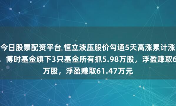 今日股票配资平台 恒立液压股价勾通5天高涨累计涨幅9.83%，博时基金旗下3只基金所有抓5.98万股，浮盈赚取61.47万元